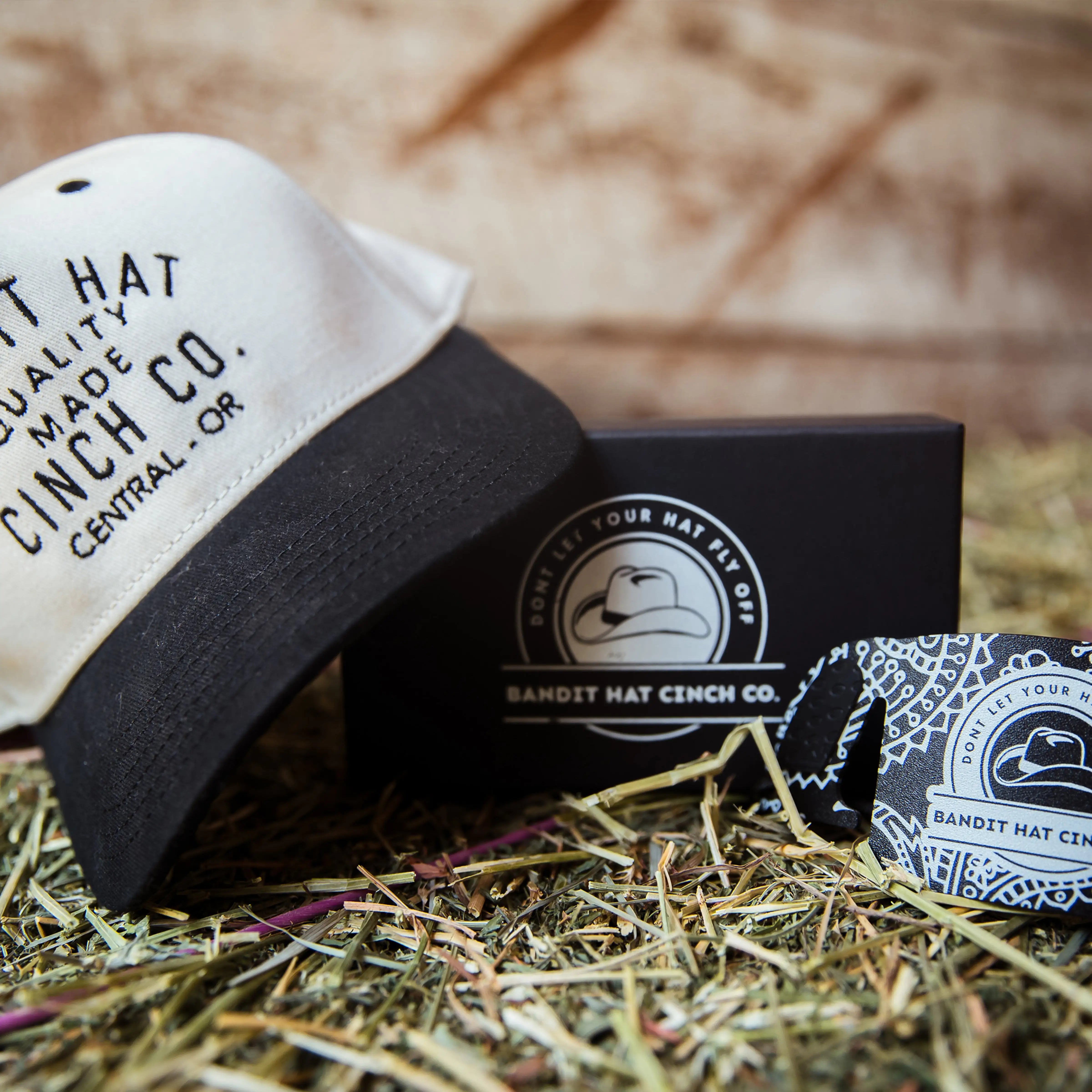 Bandit Hat Cinch Simple Cap with Black Paisley Hat Cinch offered in Country Duo Bundle