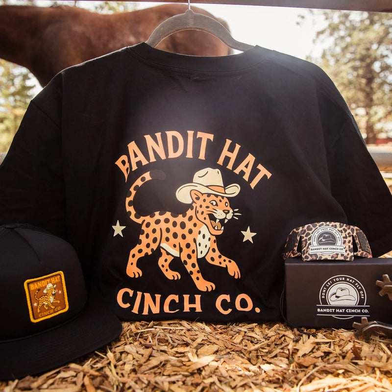 Bandit Bundle Leopard Cap Leopard Crop Top and Leopard bandit hat cinch all part of the Bandit Bundle to save money