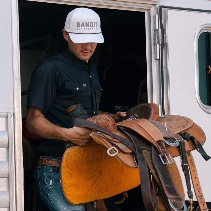 White Maverick Cap by Bandit Hat Cinch
