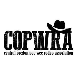 Logo of the Central Oregon Pee Wee Rodeo Association with a cowboy hat silhouette on a white background.